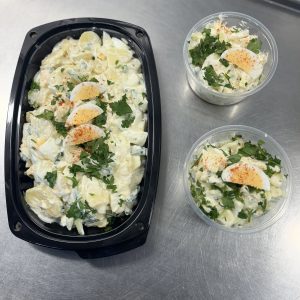 Kartoffelsalade deluxe met spekreepjes